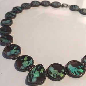 Sterling Silver and Real Butterfly Wing Necklace